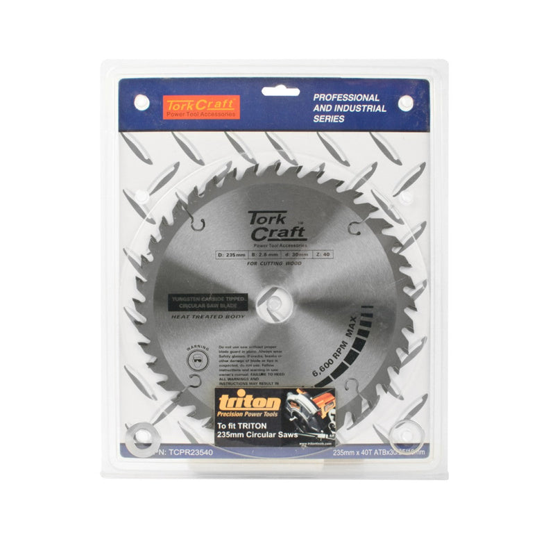 Tork Craft | Saw Blade TCT 235x40T 30/25,4/16mm ATB Wood Professional (Online Only) - Toolcraft