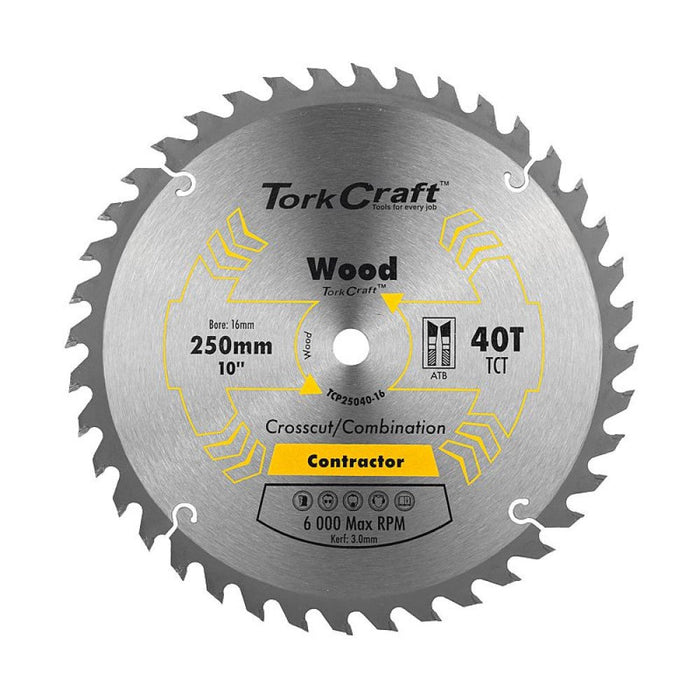 Tork Craft | Saw Blade TCT 250X40T 16mm Contractor
