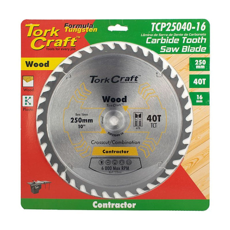 Tork Craft | Saw Blade TCT 250X40T 16mm Contractor-Toolcraft