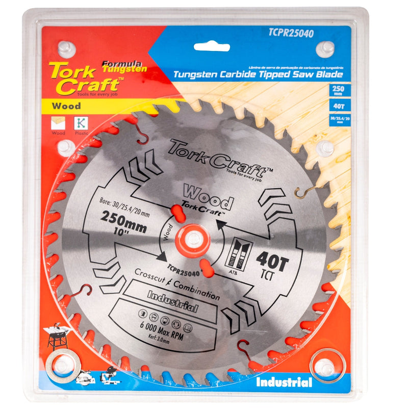 Tork Craft | Saw Blade TCT 250X40T 30/25,4/20mm ATB Positive Professional Industrial-Toolcraft