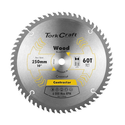 Tork Craft | Saw Blade TCT 250X60T 16mm Contractor-Toolcraft