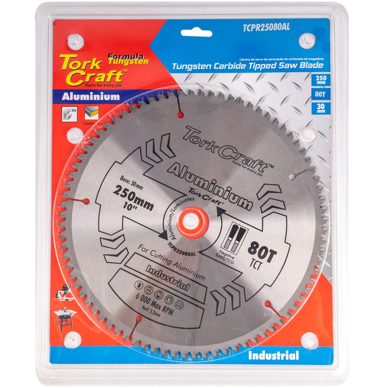 Tork Craft | Saw Blade TCT 250X80T 30mm Aluminium TCG Negative Professional Industrial-Toolcraft