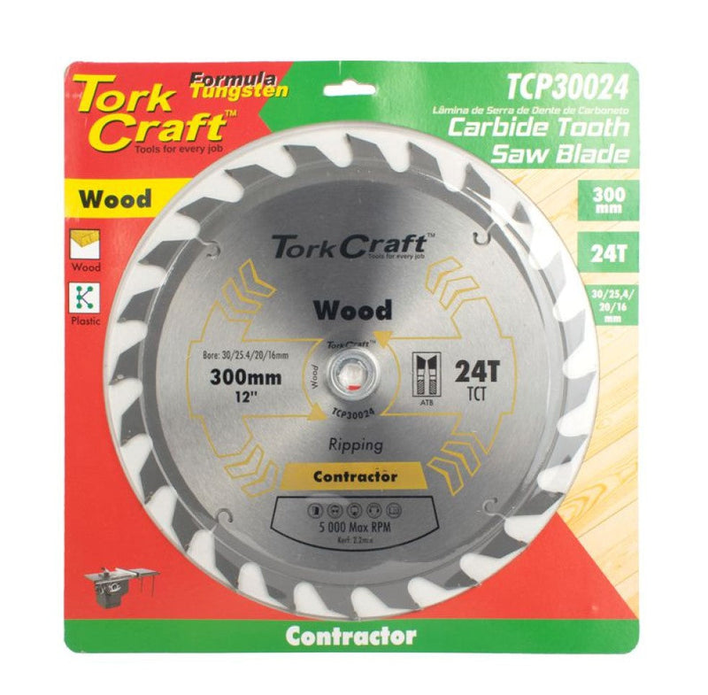 Tork Craft | Saw Blade TCT 300x24T 30/25,4/20/16mm Wood Contractor - Toolcraft