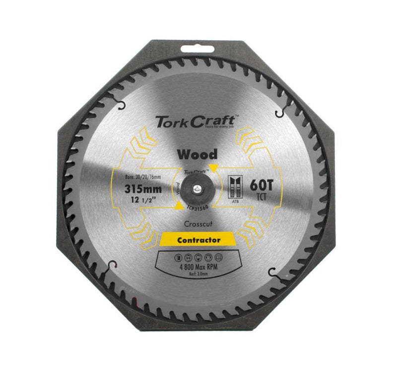 Tork Craft | Saw Blade TCT 315X60T 30/25,4/20/16mm Contractor Wood-Toolcraft