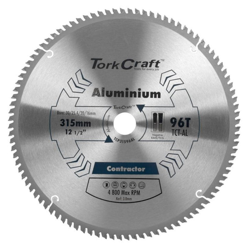 Tork Craft | Saw Blade TCT 315X96T 30/25,4/20/16mm Contractor Aluminium-Toolcraft