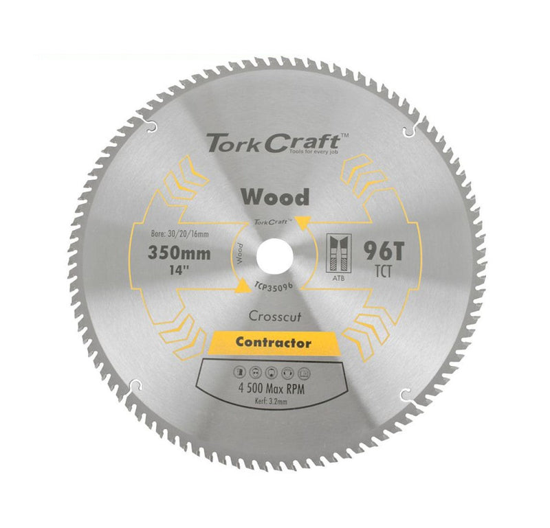 Tork Craft | Saw Blade TCT 350X96T 30/25,4mm Contractor Wood-Toolcraft