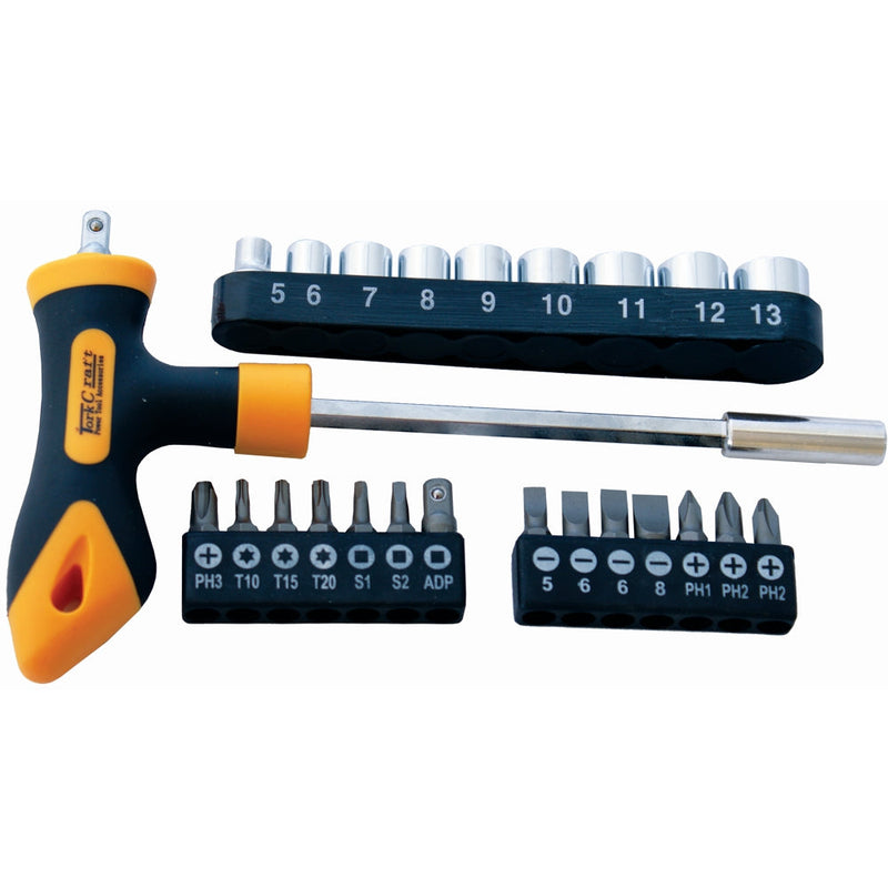 Tork Craft | Screwdriver Bit & Socket Set T Bar 24Pc-Toolcraft