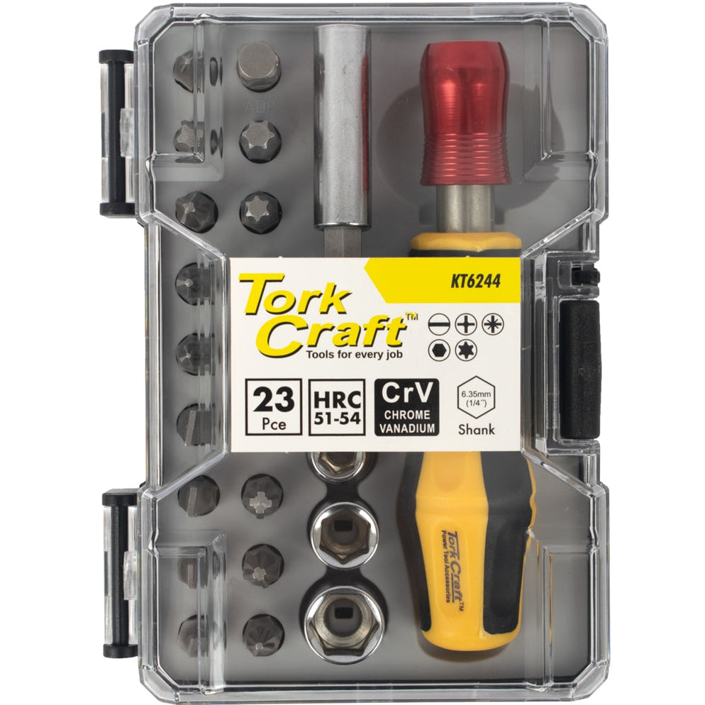 Home Tork Craft | Screwdriver Insert & Socket Bit Set 23Pc with Bit Holder
