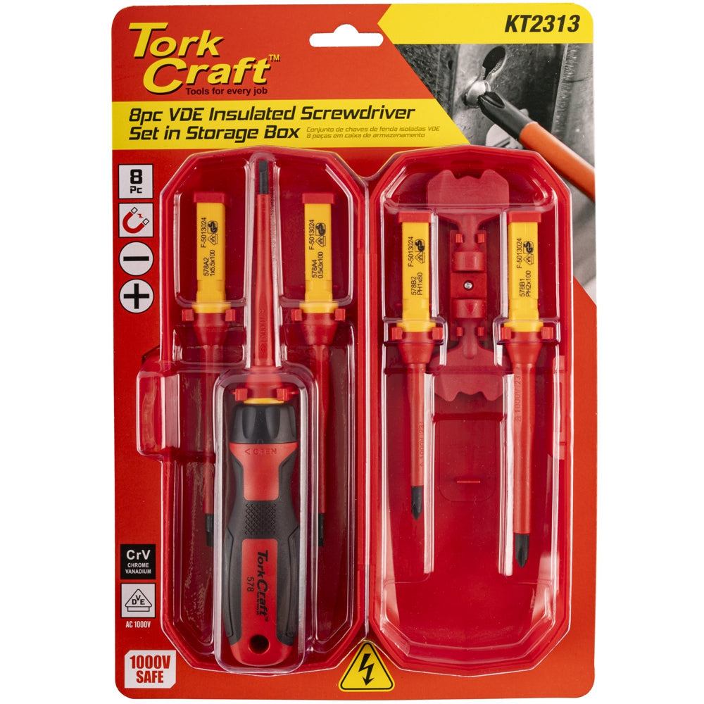 Bicute 8体セット Tork Craft | Screwdriver Set VDE Insulated c/w Storage Box 8Pc