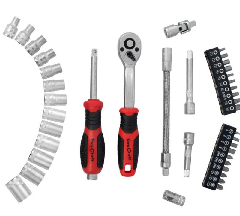 Tork Craft | Socket & Ratchet Set 1/4" CrV 12Pt 40Pc-Toolcraft