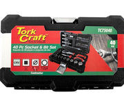 Tork Craft | Socket & Ratchet Set 1/4" CrV 12Pt 40Pc-Toolcraft