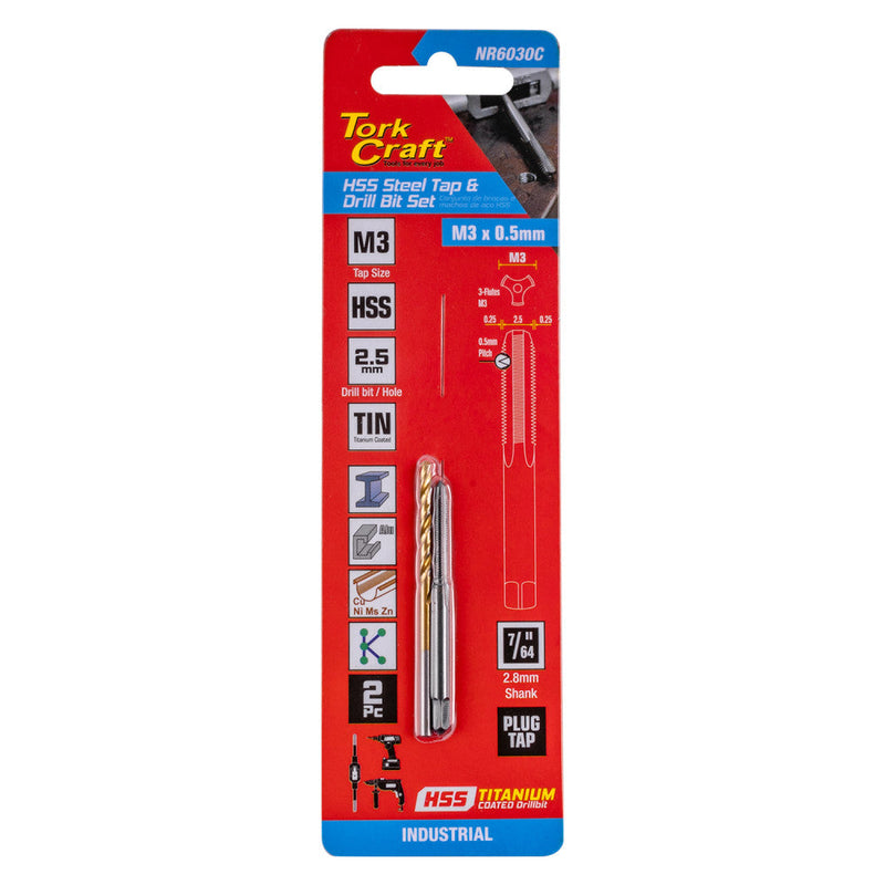 Tork Craft | Tap HSS 3X0.5mm & Drill 2.5mm 2Pc Set-Toolcraft