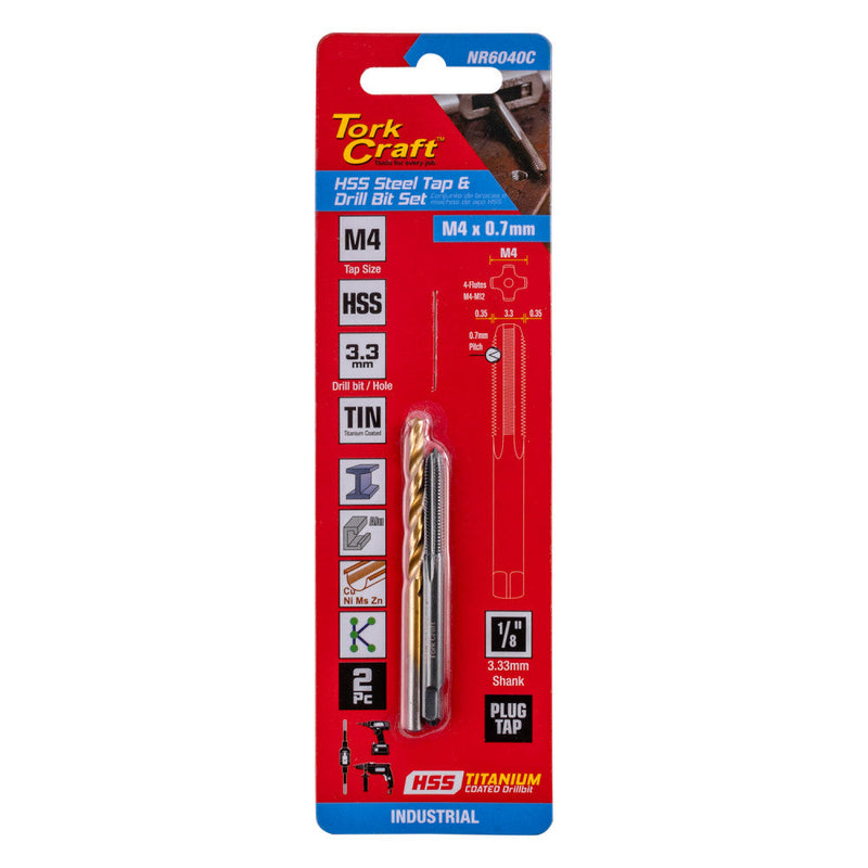 Tork Craft | Tap HSS 4X0.7mm & Drill 3.3mm 2Pc Set-Toolcraft
