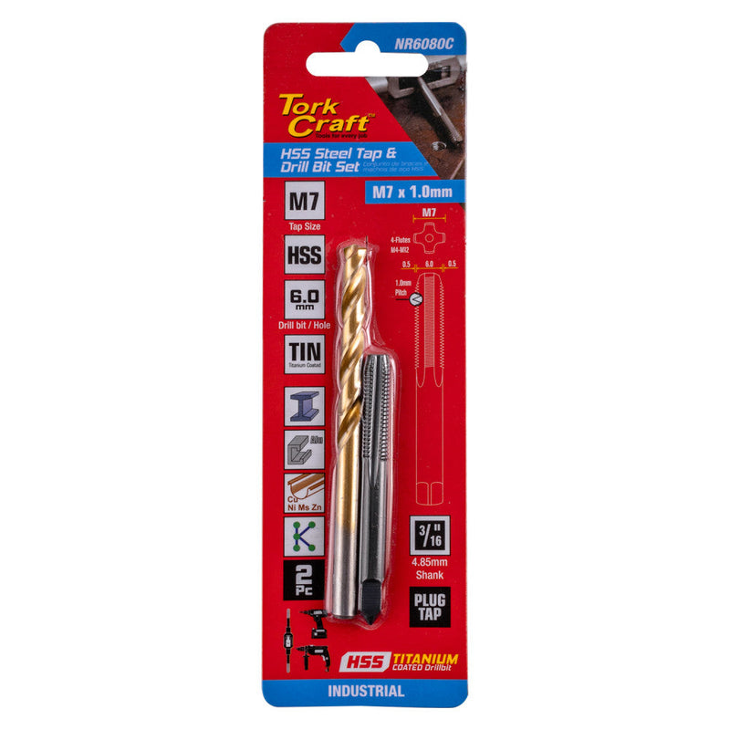Tork Craft | Tap HSS 7X1.0mm & Drill 6.0mm 2Pc Set-Toolcraft