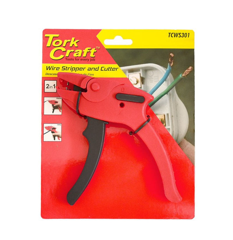 Tork Craft | Wire Stripper Pistol Grip 0.2 - 6.0mm Rnd Cable with 3.0mm Wire Cutter-Toolcraft