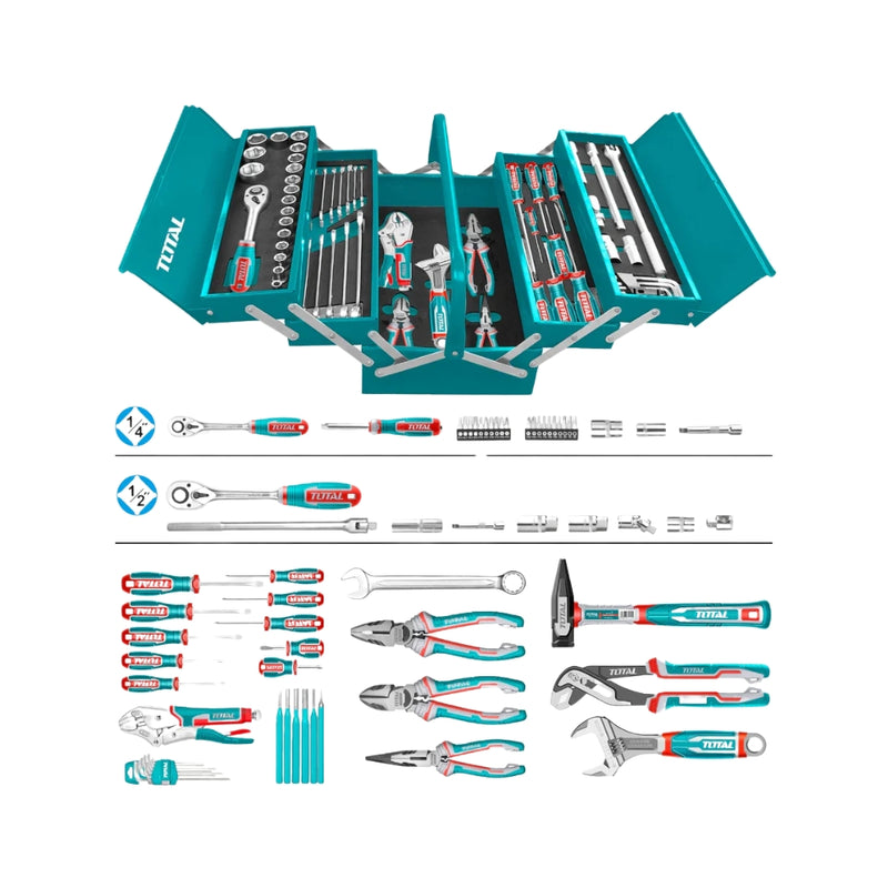 TOTAL | Tool Box 5 Tray with Tools 108Pc THTCS121081-Toolcraft