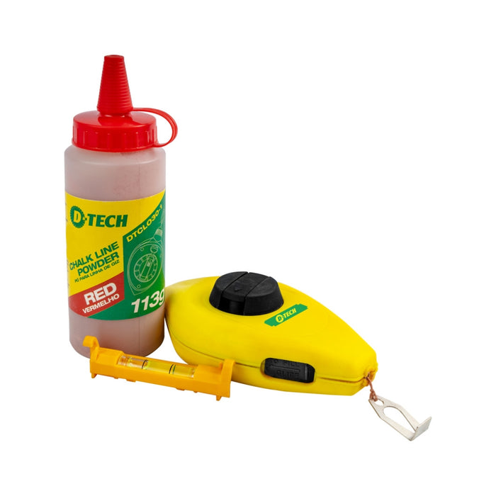 D-Tech | Chalk Line 3Pc Set 30M Reel/Line Level Incl Powder