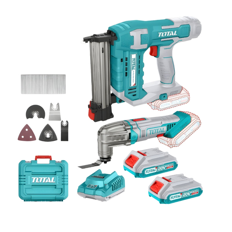 TOTAL | Cordless 20V Brad Nailer & Multitool Kit-Toolcraft
