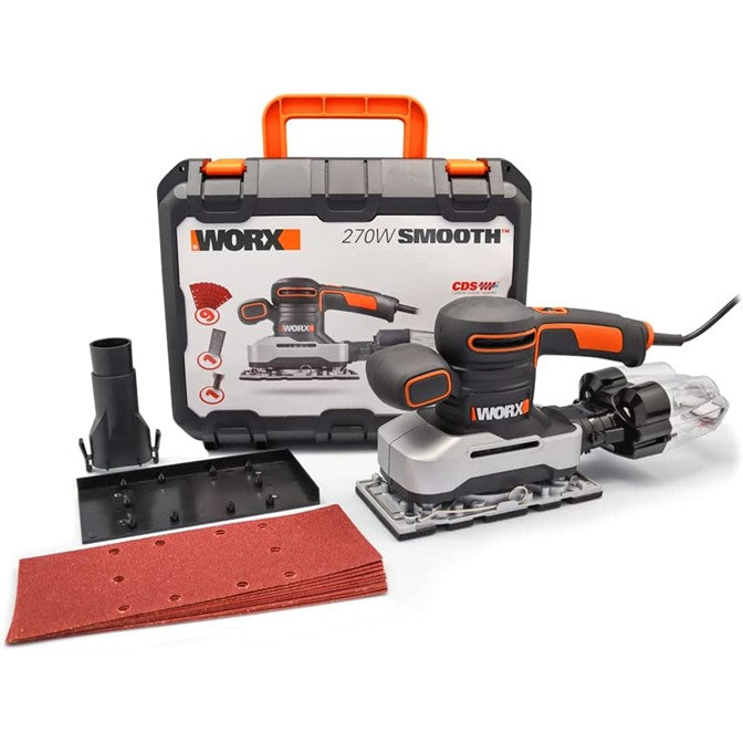 WORX | Finishing Sander 270W Incl. 9Pc Sanding Sheets Hook & Loop