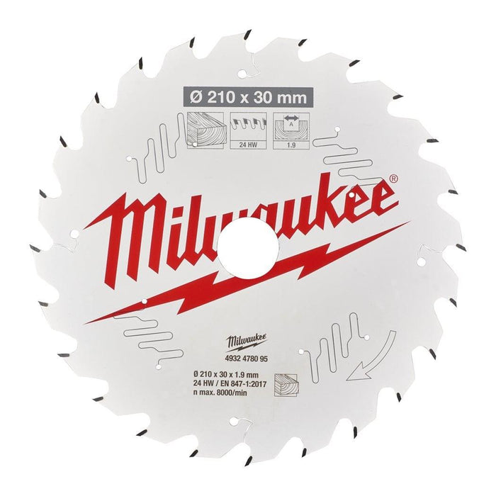Milwaukee | CSB TS W 210x30x1.9x24ATB Table Saw Blade Wood
