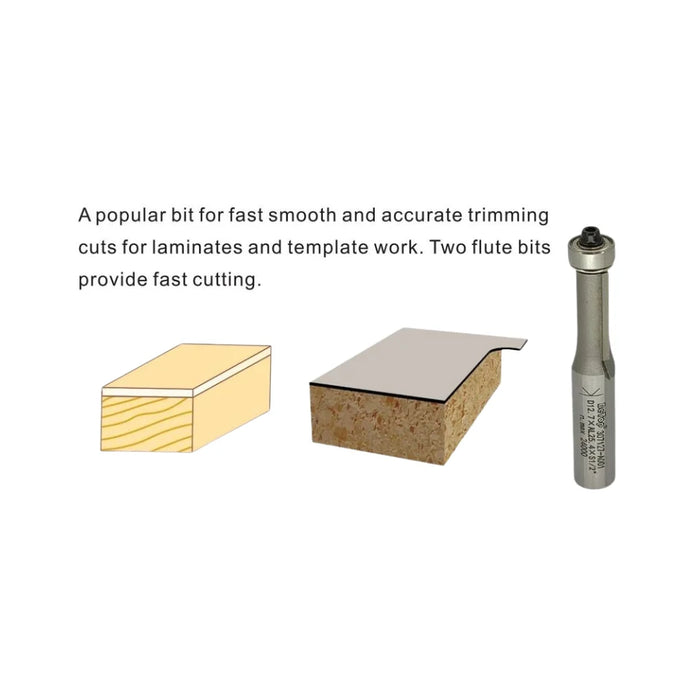 Betop | Flush Trim, 12.70 X 25.4mm - Bottom Bearing - 1/2" Shank