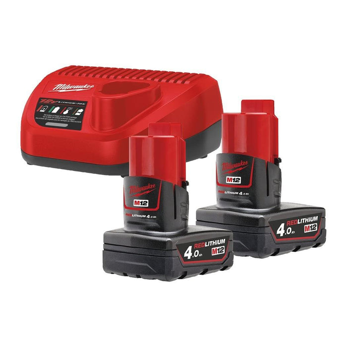 Milwaukee | NRG-402 M12™ NRG Pack / 2 x M12 B4 - M12™ 4.0 Ah battery & 1 x C12 C - M12™ Charger