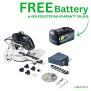 Festool | Cordless sliding compound mitre saw KAPEX KSC 60 EB-Basic + FREE High Power Battery 18V 5aH (Free gift will be received when registering tool for warranty, Ts&Cs in description below)-Toolcraft