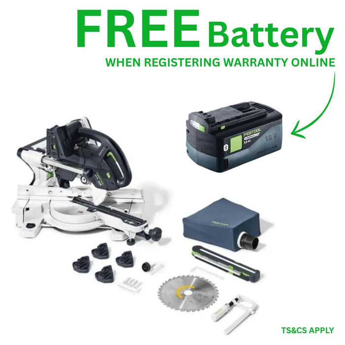 Festool | Cordless sliding compound mitre saw KAPEX KSC 60 EB-Basic + FREE High Power Battery 18V 5aH (Free gift will be received when registering tool for warranty, Ts&Cs in description below)