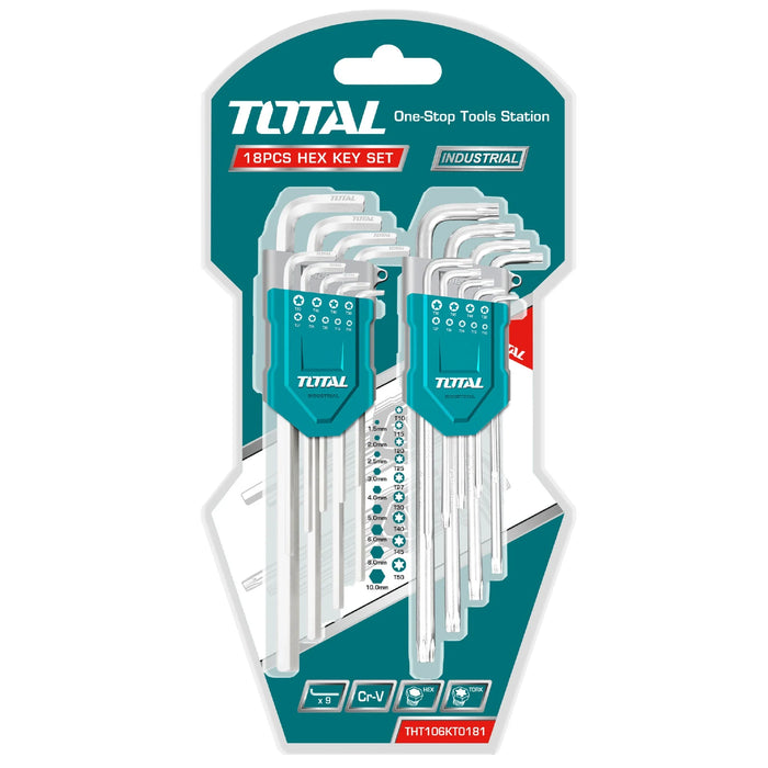 TOTAL | 18Pc Hex Key & Torx Key Set