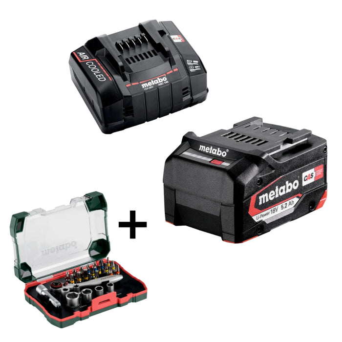Metabo | Superfast Charger Asc 145 12-36V + Battery Li-Power 18V + bit and ratchet box