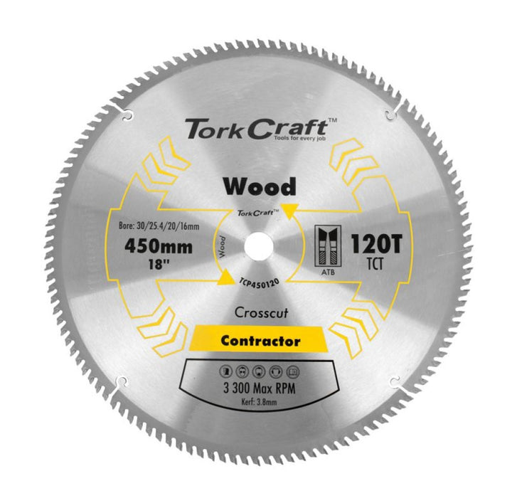 Tork Craft | Saw Blade TCT 450X120T 30/25,4mm Contractor Wood