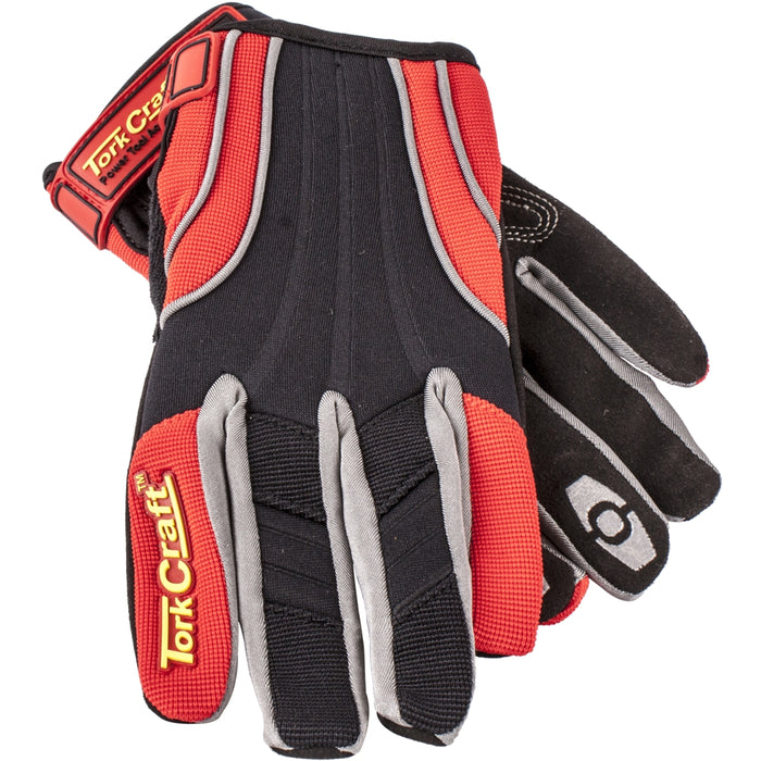 Tork Craft | Mechanics Glove M Synthetic Leather Reinforced Palm Spandex Red