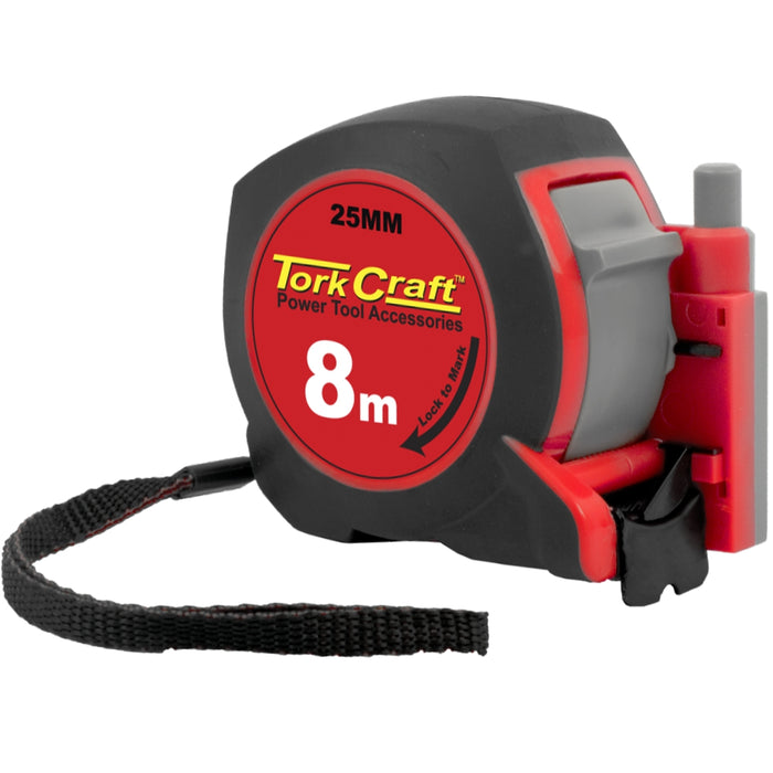 Tork Craft | Measuring Tape with Marker 8mX25mm Rubber Casing Matt Finish