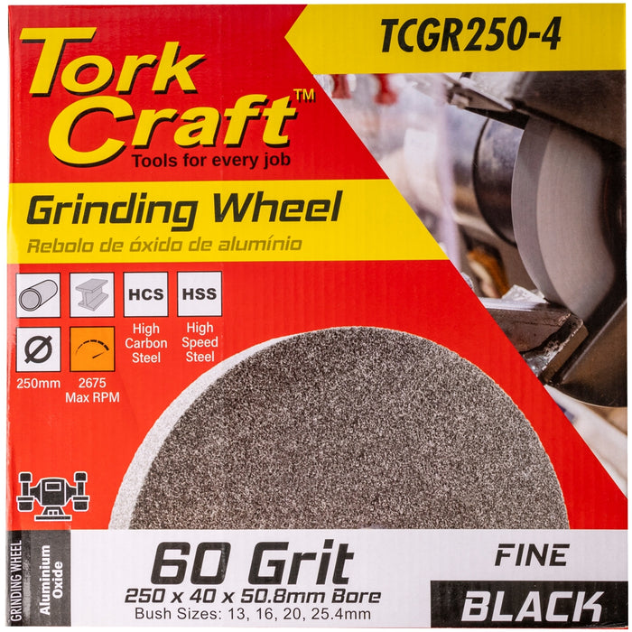 Tork Craft | Grinding Wheel 250 X 40 X 50.8mm  Bore Fine 60G Black