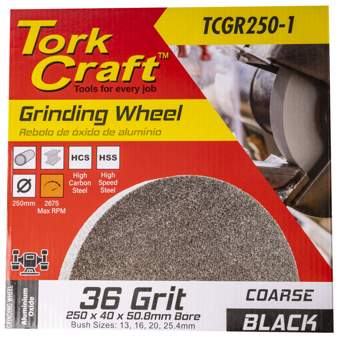 Tork Craft | Grinding Wheel 250 X 40 X 50.8mm Bore Coarse 36G Black