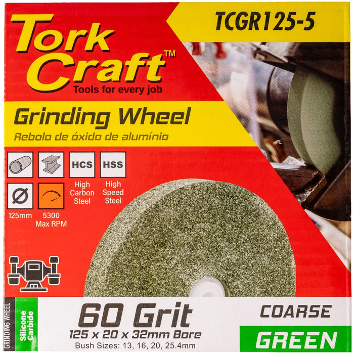 Tork Craft | Grinding Wheel 125 X 20 X 32mm Bore Fine 60G Green
