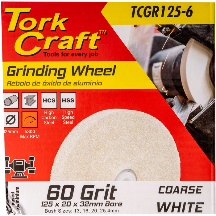 Tork Craft | Grinding Wheel 125 X 20 X 32mm Bore Fine 60G White
