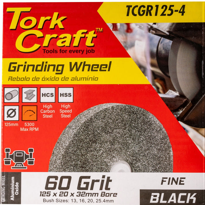 Tork Craft | Grinding Wheel 125 X 20 X 32mm Bore Fine 60G Black