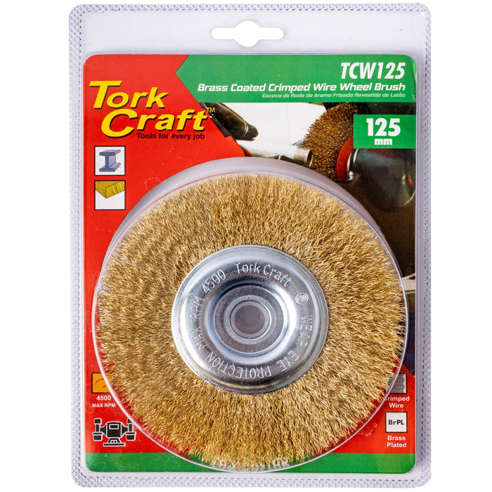 Tork Craft | Wire Wheel Brush 125 X 14 X 16mm Arbor with 1/2" Bush