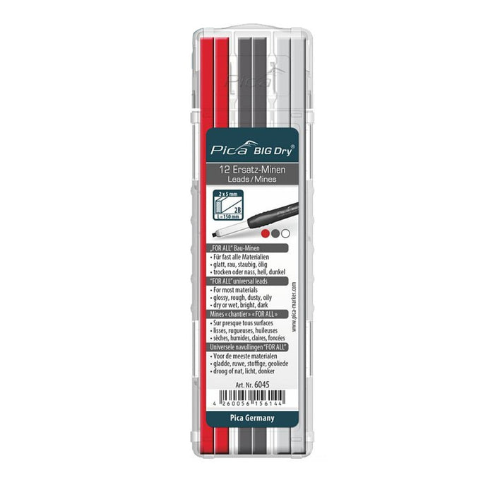 Pica | BIG Dry Refill Set 12 Graphite Leads Red & White Universal 6045