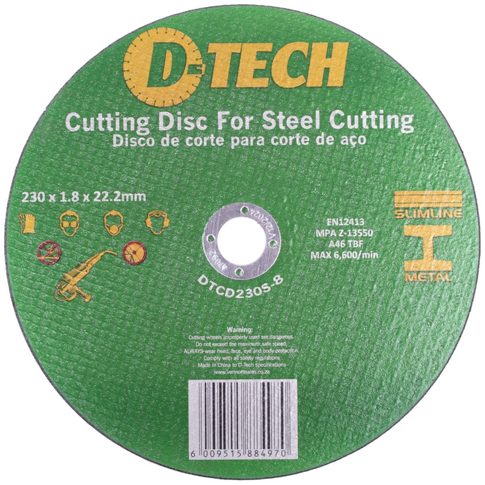 D-Tech | Cutting Disc Industrial Metal 230 X 1.8 X 22.2mm 100Pc