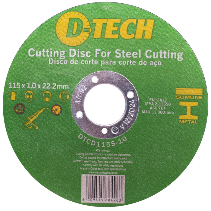 D-Tech | Cutting Disc Industrial Metal 115 X 1.0 X 22.2mm 600Pc