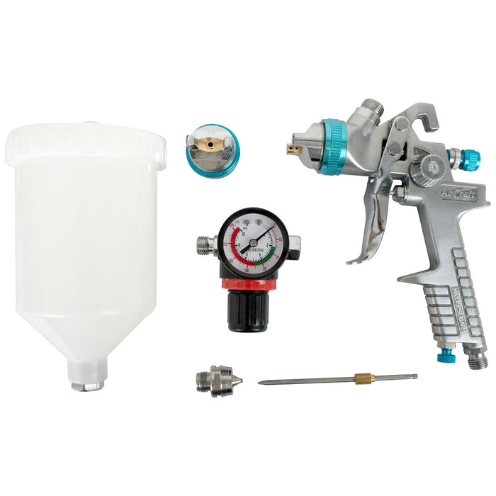 AirCraft | Spray Gun HVLP 1.4mm Nozzle w/Spare 1.7mm Nozzle Kit & Regulator