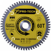 Pro-Tech | Saw Blade TCT 160 X 2.2 X 20mm 60T Aluminium-Toolcraft