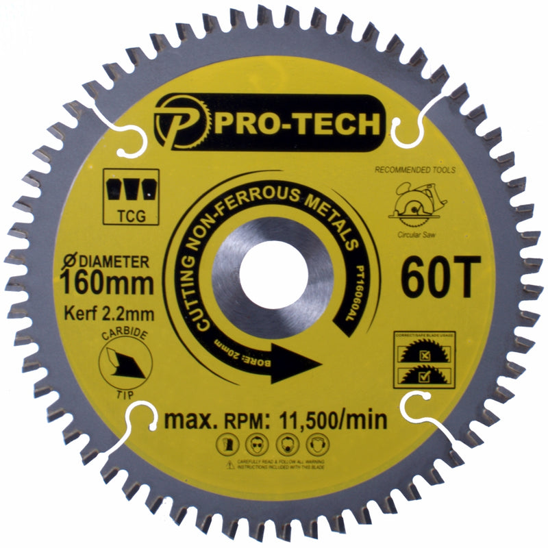 Pro-Tech | Saw Blade TCT 160 X 2.2 X 20mm 60T Aluminium-Toolcraft