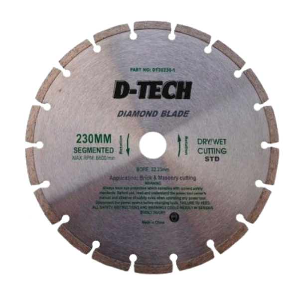 D-Tech | Diamond Blade Segmented Std. 230 X 22.23mm Bulk 25Pc