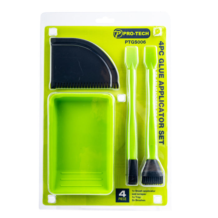 Pro-Tech | Glue Applicator Set 4Pc Tray/ Scraper/ 2Pc Brush