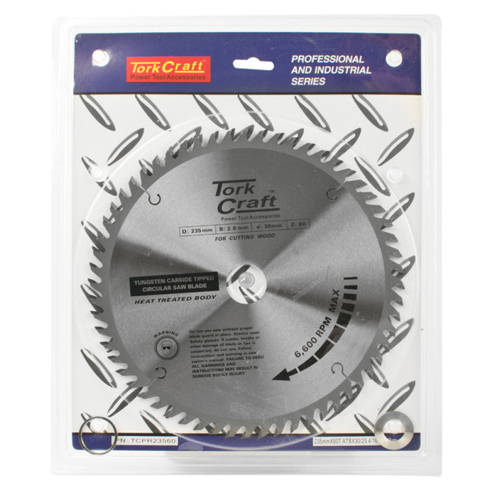 Tork Craft | Saw Blade TCT 235X60T 30/25/16mm ATB Positive Professional Industrial