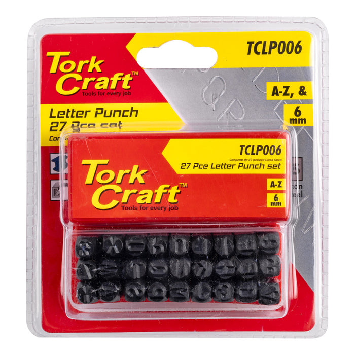 Tork Craft | Letter Punch Set 6mm (A-Z) Lower Case 27Pc Black Finish (NO IMAGE ON SITE)