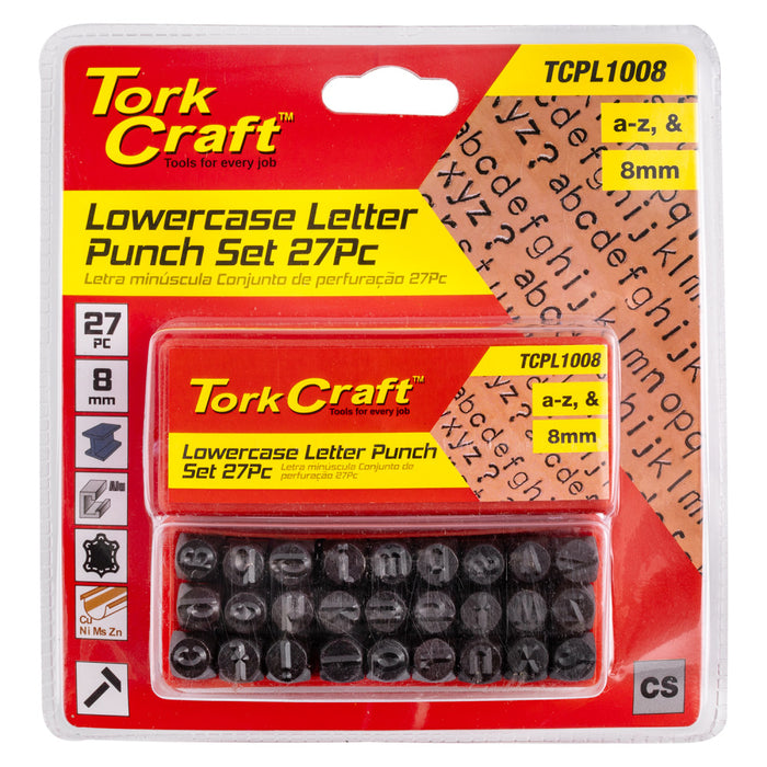 Tork Craft | Punch Set Letter 8mm (A-Z) Lower Case 27Pc Black Finish (NO IMAGE ON SITE)